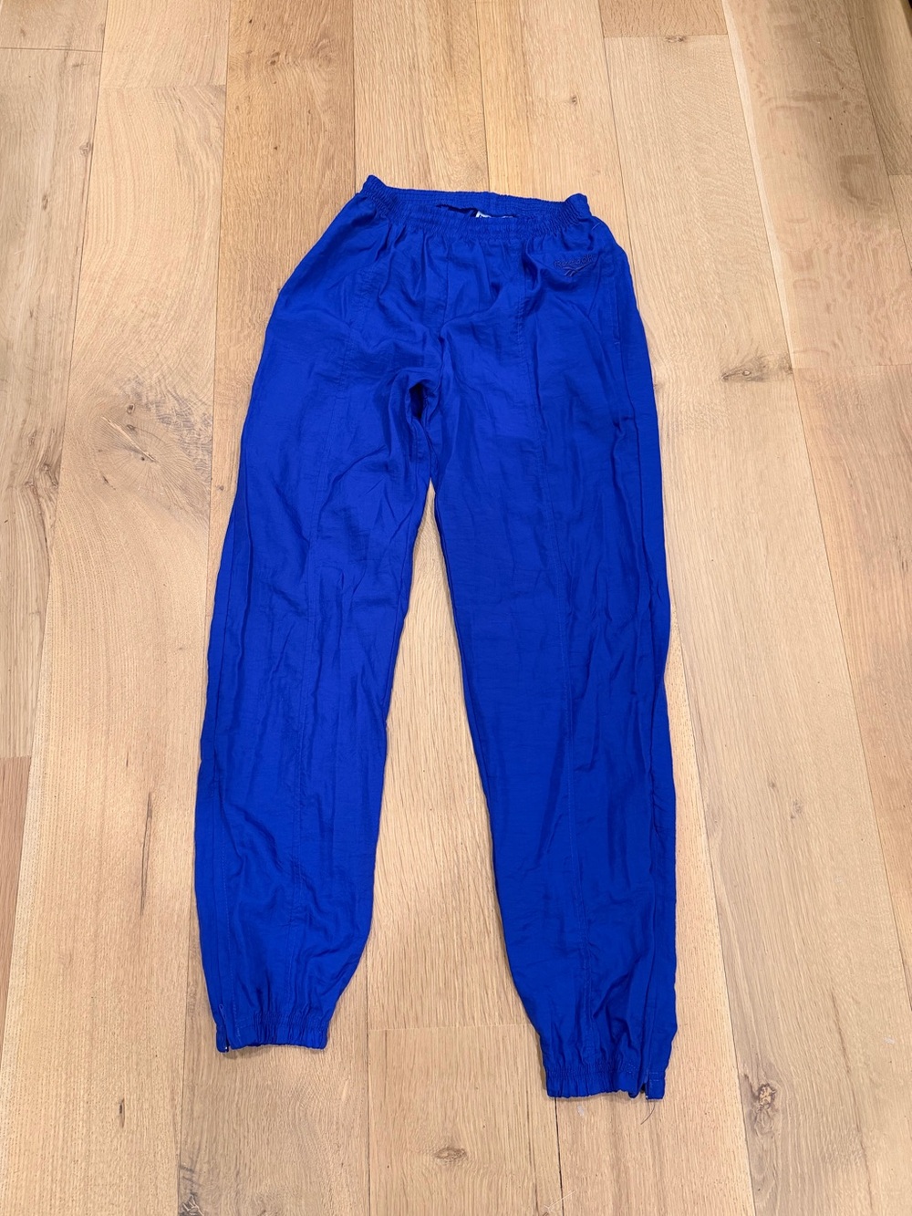 Vintage Reebok Windbreaker Track Pants Blue Nylon Joggers Y2K Medium